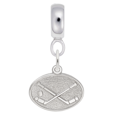 Hockey Disc Charm Dangle Bead In Sterling Silver