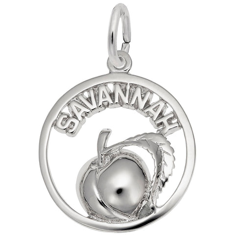 Savannah Peach Charm In 14K White Gold