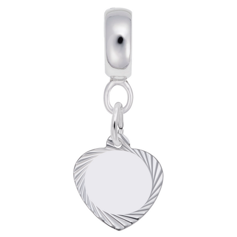 Heart Charm Dangle Bead In Sterling Silver