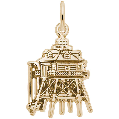 Thomas Point Lighthouse, Md Charm in Yellow Gold Plated