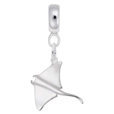 Manta Ray Charm Dangle Bead In Sterling Silver