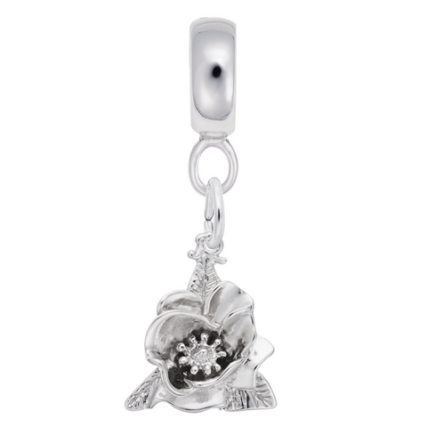 Magnolia Charm Dangle Bead In Sterling Silver