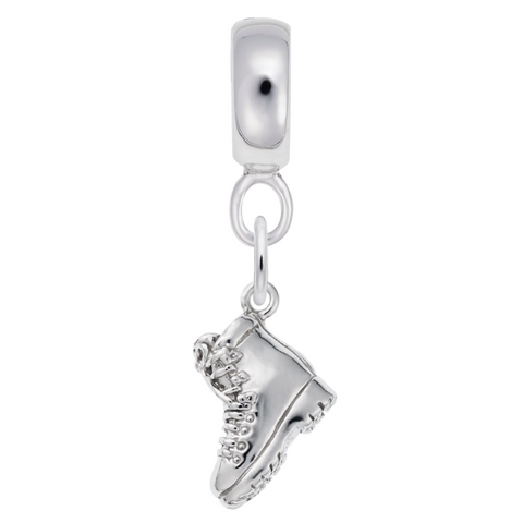 Hiking Boot Charm Dangle Bead In Sterling Silver