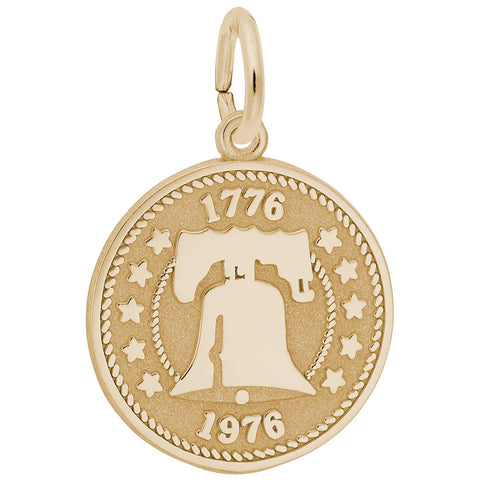 Liberty Bell Charm In Yellow Gold