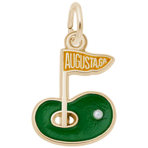 Augusta, Ga. Golf Green Charm In Yellow Gold