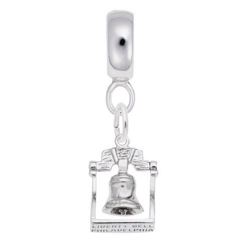 Liberty Bell Charm Dangle Bead In Sterling Silver