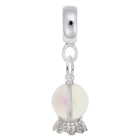 Crystal Ball Charm Dangle Bead In Sterling Silver