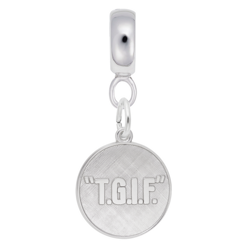 T G I F Charm Dangle Bead In Sterling Silver