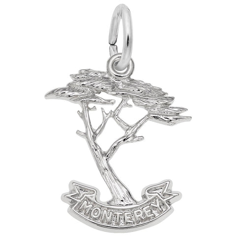 Monterey Cypress Charm In Sterling Silver