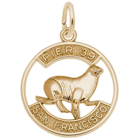 Pier 39 Sea Lion Charm in Yellow Gold Plated