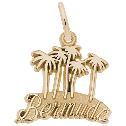 Bermuda Map W/Palms Charm in Yellow Gold Plated