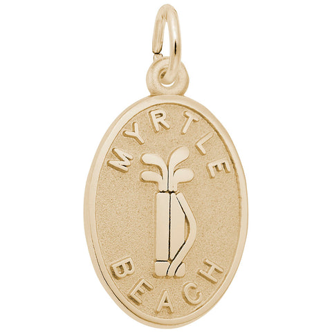 Myrtle Beach Golf Bag Charm in Yellow Gold Plated