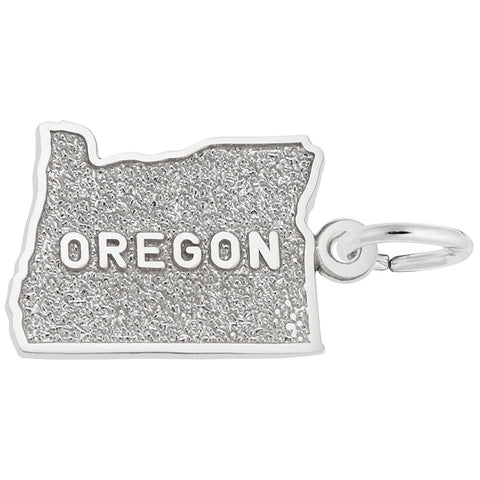 Oregon Charm In 14K White Gold