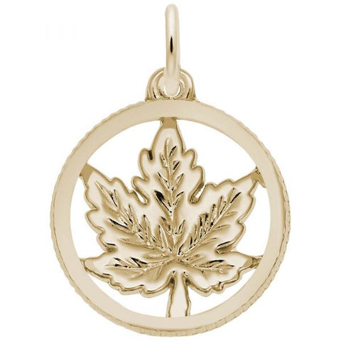 Maple Leaf Charm in Yellow Gold Plated