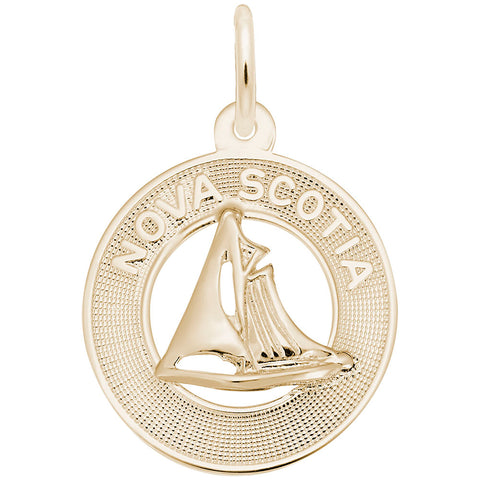 Nova Scotia Sailboat Charm in Yellow Gold Plated