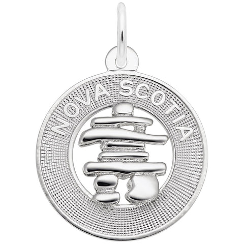 Nova Scotia Inukshuk Charm In 14K White Gold