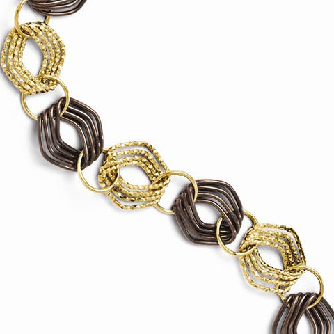 14K with Chocolate Rhodium Fancy Link Bracelet