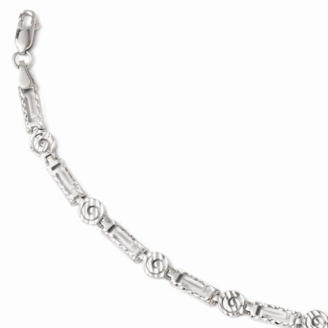 14K White Gold Diamond-Cut Bracelet