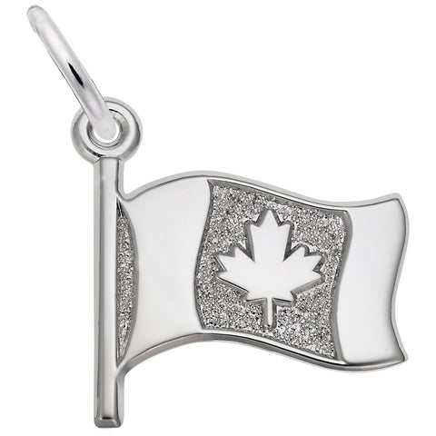 Canadian Flag Charm In Sterling Silver