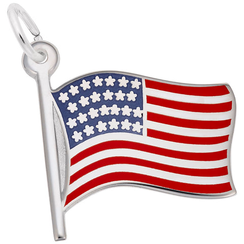 Usa Flag Charm In Sterling Silver