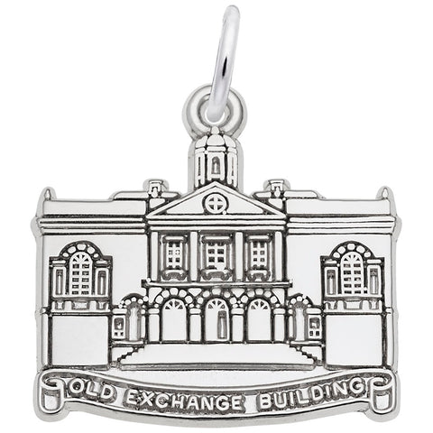 Old Exchange Bldg Charm In 14K White Gold