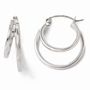 14k White Gold Polished Hinged Hoop Earrings