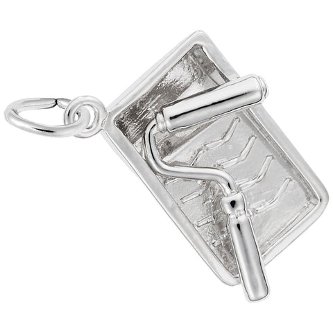 Paint Tray And Roller Charm In 14K White Gold