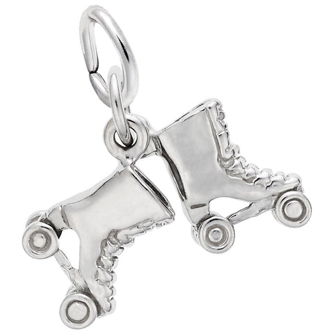 Roller Skates Charm In 14K White Gold