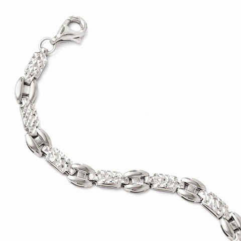 14K White Gold Diamond-Cut Bracelet