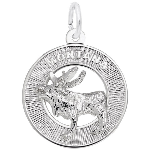 Montana Moose Charm In Sterling Silver