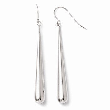 14k White Gold Polished Shepherd Hook Earrings