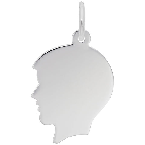 Boys Head Charm In Sterling Silver