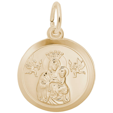 Madonna And Child Charm In Yellow Gold