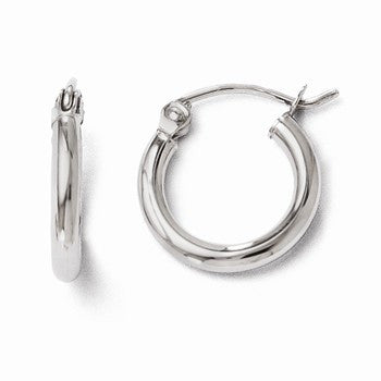 14k White Gold Polished Hoop Earrings