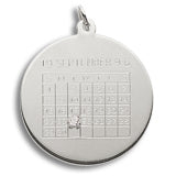 Calendar W/Diamond charm in 14K White Gold