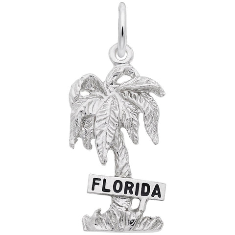 Florida Palm Charm In 14K White Gold