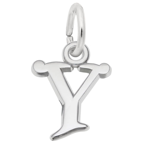 Initial Y Charm In 14K White Gold