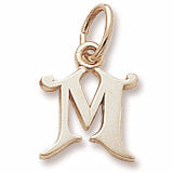 Initial M charm in 14K Yellow Gold