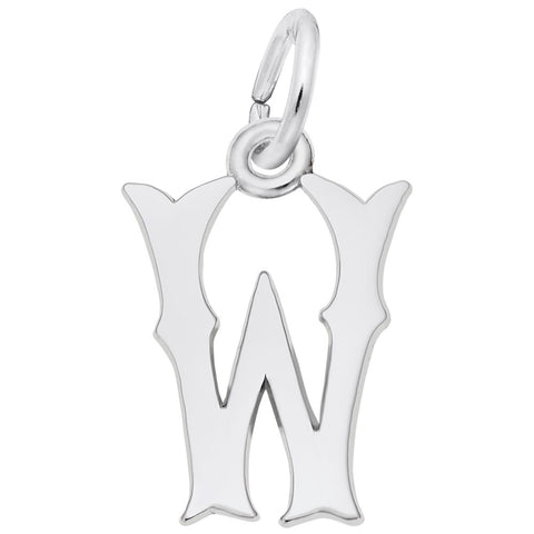 Initial W Charm In 14K White Gold