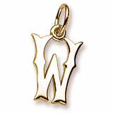 Initial W charm in 14K Yellow Gold