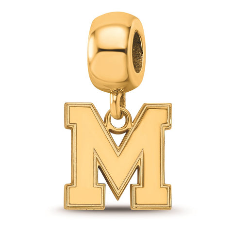 Gold Plated LogoArt University of Memphis Small Bead Charm