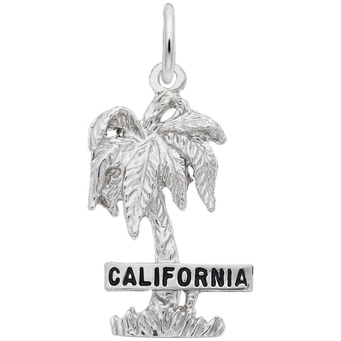 California Palm Charm In 14K White Gold