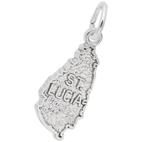 St. Lucia Map Charm In Sterling Silver