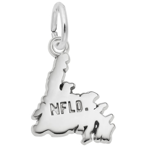 Newfoundland Map Charm In 14K White Gold