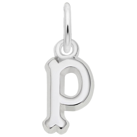 Initial P Charm In Sterling Silver