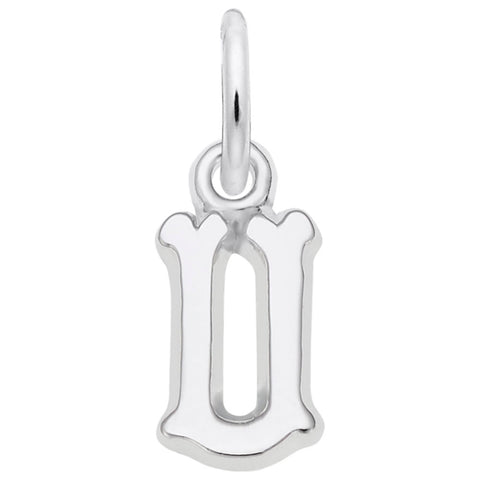 Initial U Charm In 14K White Gold