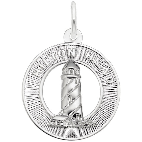 Lighthouse, Hilton Head, Sc Charm In Sterling Silver