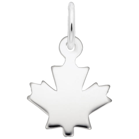 Maple Leaf Charm In 14K White Gold