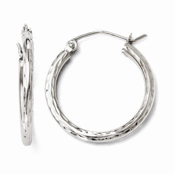 14k White Gold Hinged Hoop Earrings