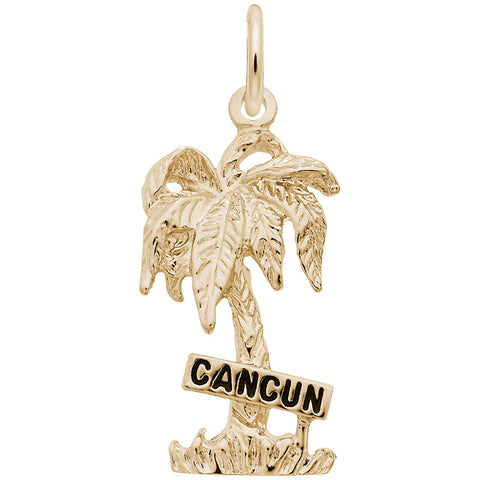 Cancun Palm W/Sign W/Bl.Paint Charm In Yellow Gold